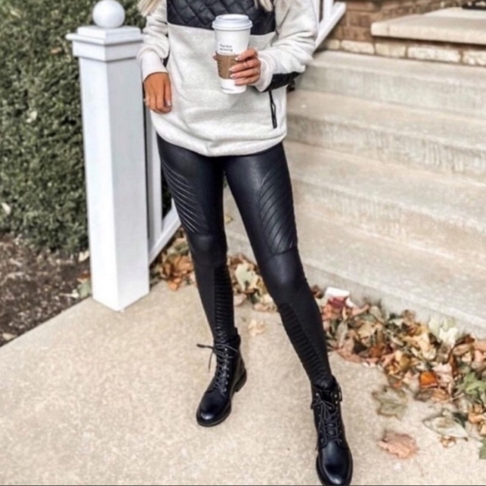 NEW Spanx faux leather Moto leggings Black Size Small